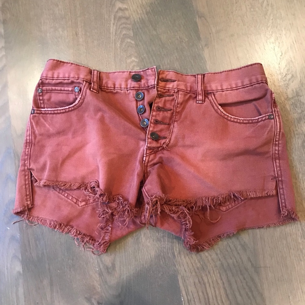 Free People Rust Runaway Slouch Cutoffs